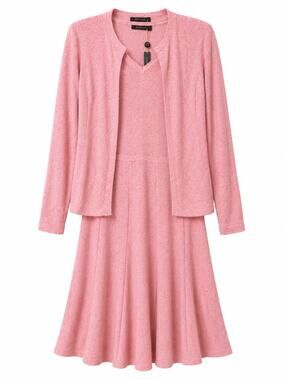 BIANA PINK KNIT MIDI DRESS CARDIGAN JACKET 2 PIECE SET SZ 6/M NEW W TAGS